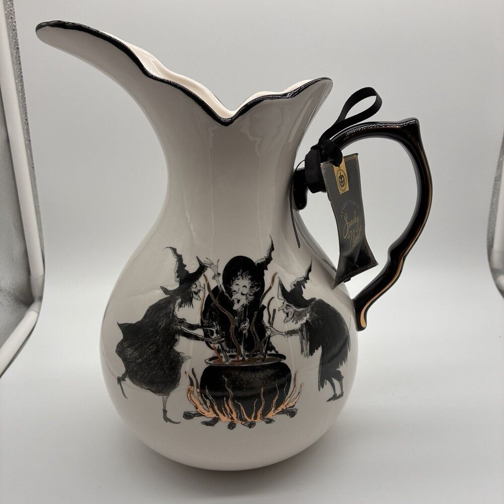 Potter’s Studio Pitchers/ 3 Witches around The Calderon And Raven On Pumpkin New